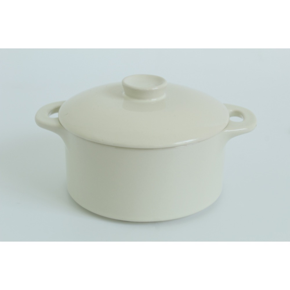 Brocc Your Body Ceramic Mini Cocotte with Lid Cream Stoneware 4.5 inch